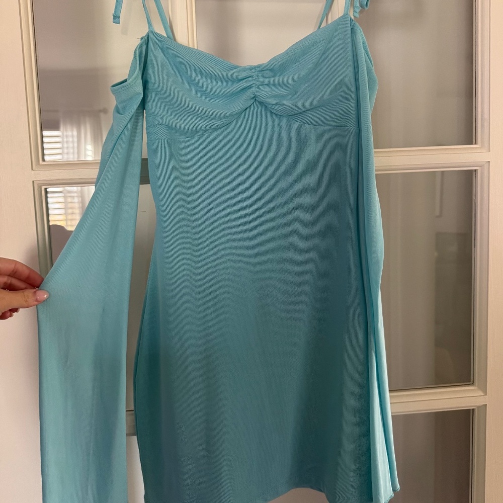 Edikted Ariel Off Shoulder Mesh Mini Dress